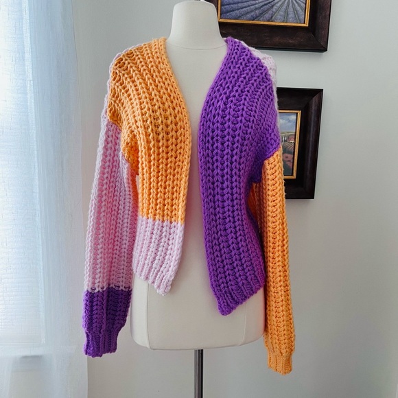 Wild Fable Color Block Chunky Knit Sweater Size Medium - Picture 2 of 9